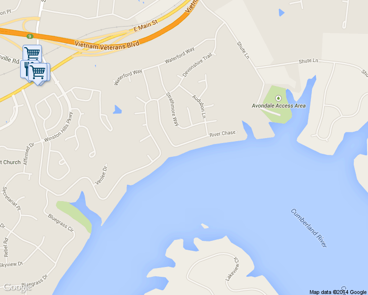 map of restaurants, bars, coffee shops, grocery stores, and more near 156 River Chase in Hendersonville