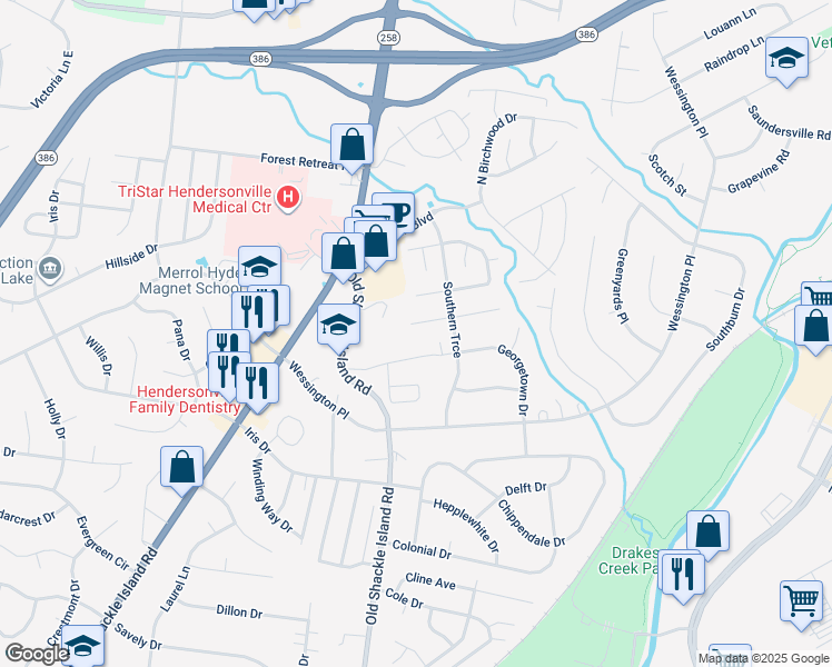 map of restaurants, bars, coffee shops, grocery stores, and more near 113 Glen Oak Court West in Hendersonville