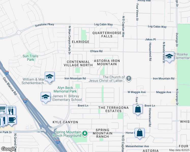map of restaurants, bars, coffee shops, grocery stores, and more near 9009 Barium Rock Avenue in Las Vegas