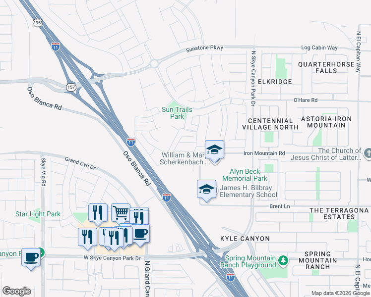 map of restaurants, bars, coffee shops, grocery stores, and more near 9418 Epsilon Avenue in Las Vegas