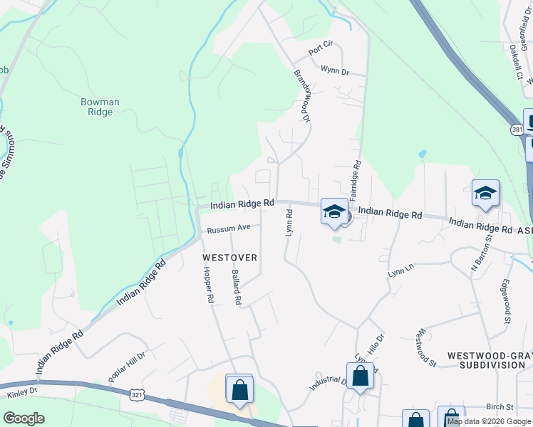 map of restaurants, bars, coffee shops, grocery stores, and more near 331 Lynn Road in Johnson City