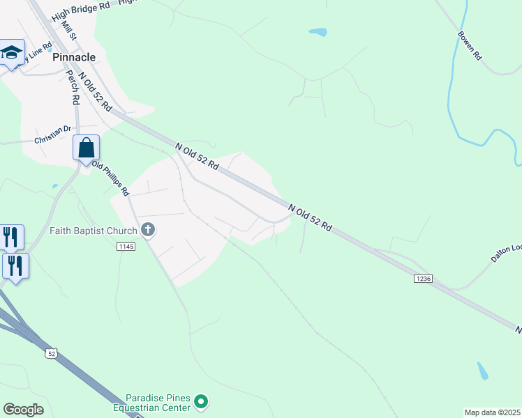 map of restaurants, bars, coffee shops, grocery stores, and more near 1210 Old VFW Road in Pinnacle