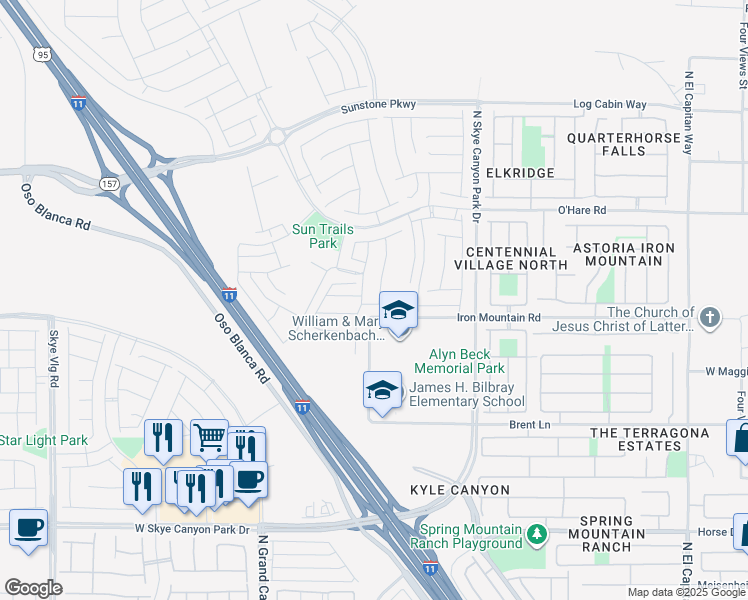 map of restaurants, bars, coffee shops, grocery stores, and more near 9225 Cruz Street in Las Vegas