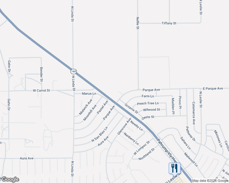 map of restaurants, bars, coffee shops, grocery stores, and more near 6950 Parque Avenue in Pahrump