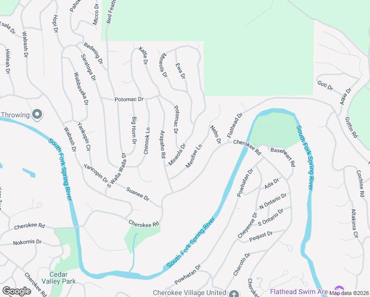 map of restaurants, bars, coffee shops, grocery stores, and more near 17 Mineola Drive in Cherokee Village