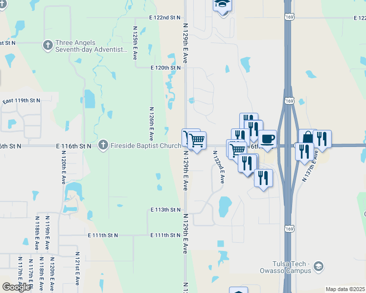 map of restaurants, bars, coffee shops, grocery stores, and more near 12877 East 116th Street North in Collinsville