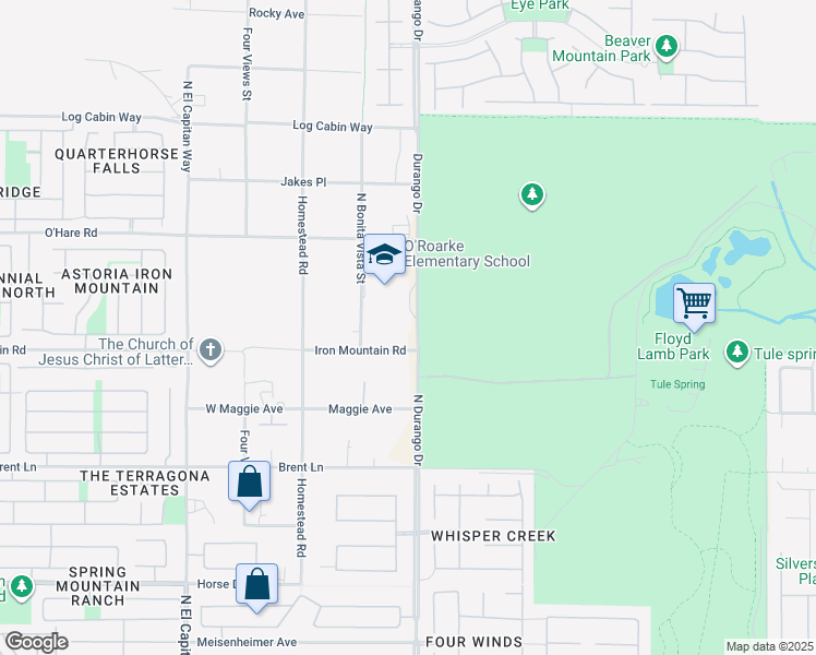 map of restaurants, bars, coffee shops, grocery stores, and more near 9200 North Durango Drive in Las Vegas