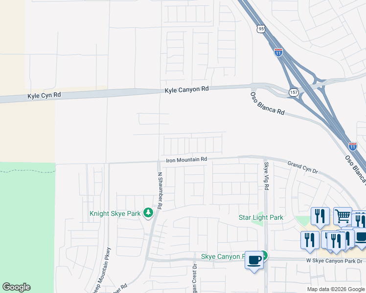 map of restaurants, bars, coffee shops, grocery stores, and more near Kyle Canyon Road in Las Vegas