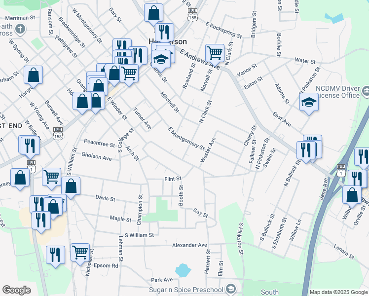 map of restaurants, bars, coffee shops, grocery stores, and more near 768 East Montgomery Street in Henderson