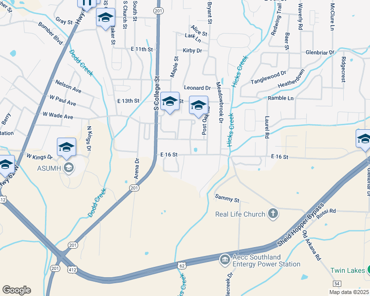 map of restaurants, bars, coffee shops, grocery stores, and more near 513 E 16th St in Mountain Home