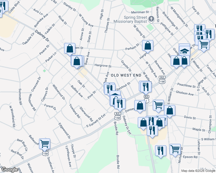 map of restaurants, bars, coffee shops, grocery stores, and more near 248 Corbitt Road in Henderson