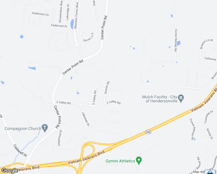 map of restaurants, bars, coffee shops, grocery stores, and more near 109 North Valley Road in Hendersonville