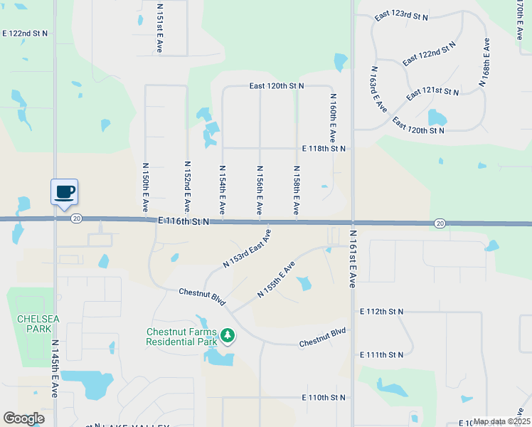map of restaurants, bars, coffee shops, grocery stores, and more near 11615 North 156th East Avenue in Collinsville