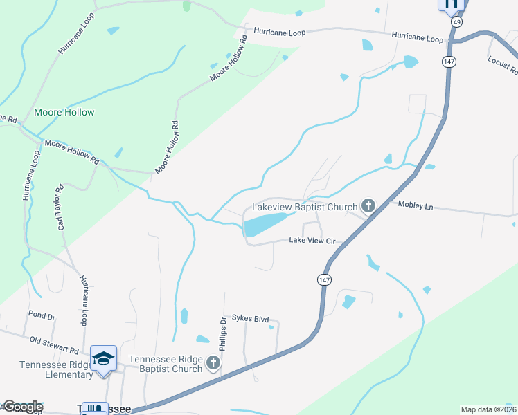 map of restaurants, bars, coffee shops, grocery stores, and more near 510 Lake View Circle in Tennessee Ridge