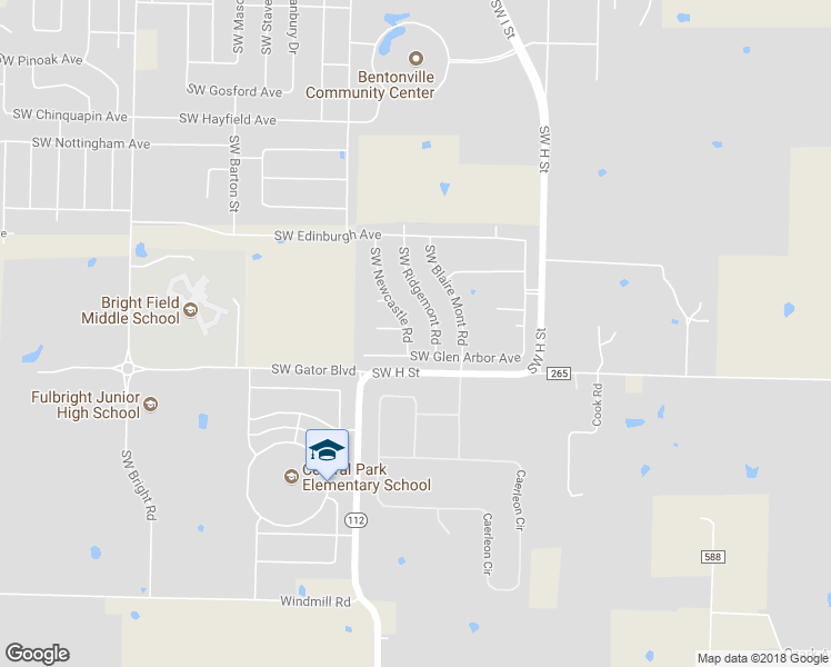 map of restaurants, bars, coffee shops, grocery stores, and more near 5105 Southwest Newcastle Road in Bentonville