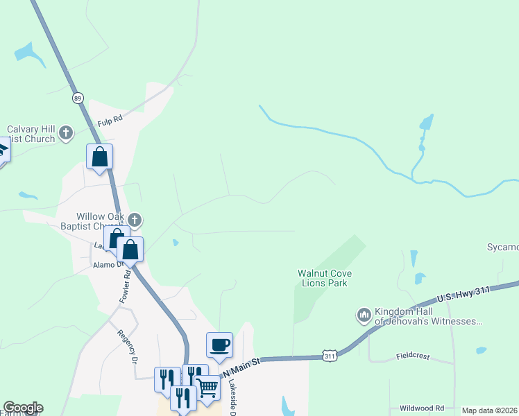 map of restaurants, bars, coffee shops, grocery stores, and more near 1264 Baileytown Church Road in Walnut Cove