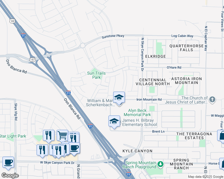 map of restaurants, bars, coffee shops, grocery stores, and more near 9249 Cruz Street in Las Vegas