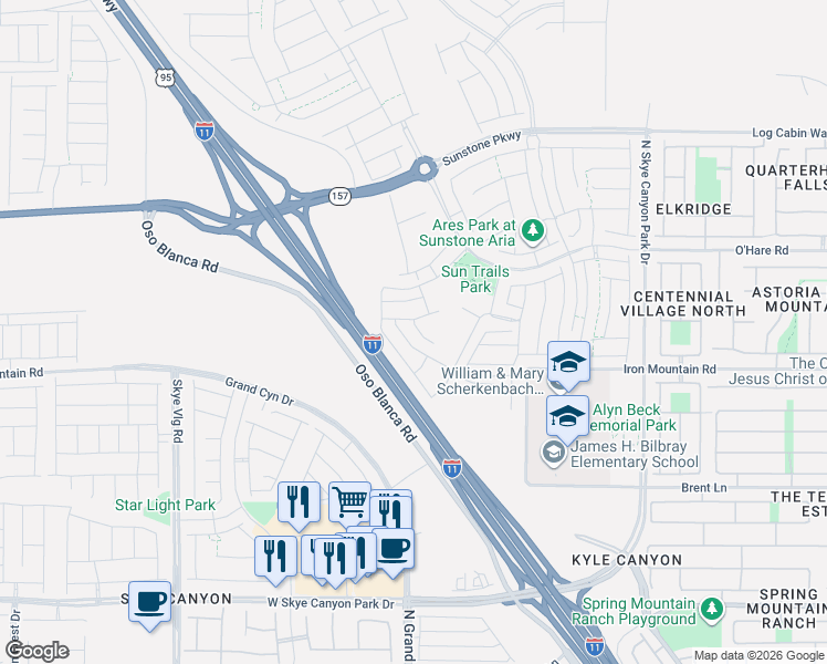 map of restaurants, bars, coffee shops, grocery stores, and more near in Las Vegas