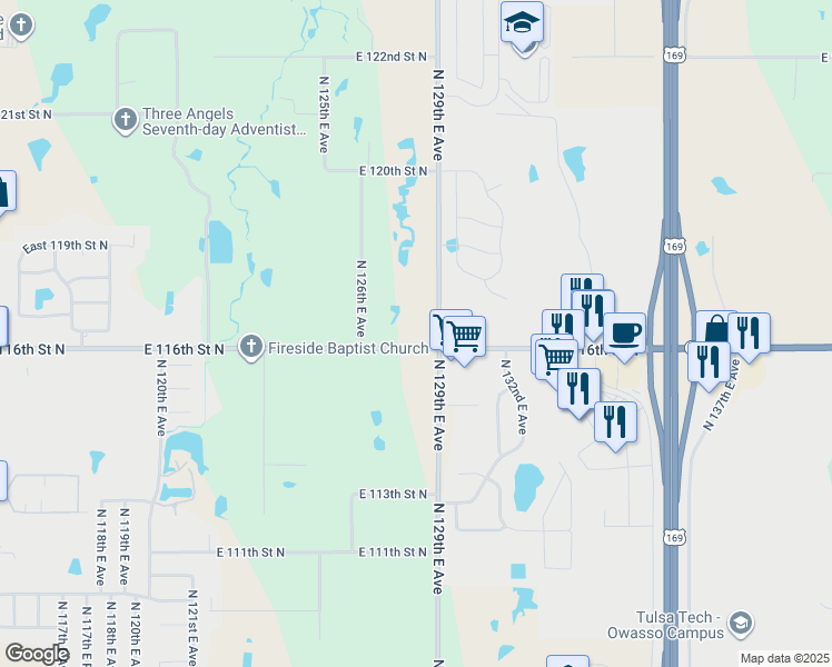 map of restaurants, bars, coffee shops, grocery stores, and more near 12877 East 116th Street North in Collinsville