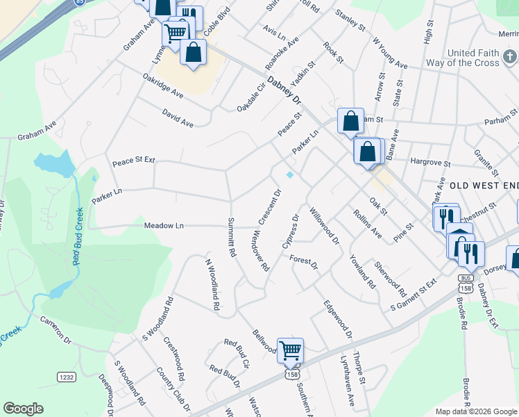 map of restaurants, bars, coffee shops, grocery stores, and more near 1634 Crescent Drive in Henderson