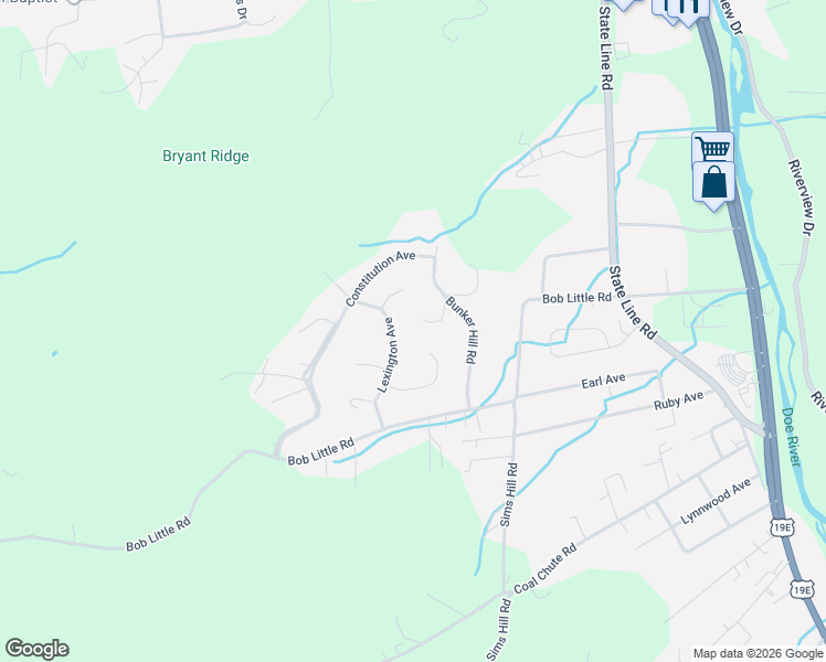 map of restaurants, bars, coffee shops, grocery stores, and more near 111 Liberty Cir in Elizabethton