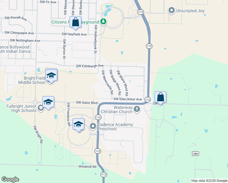 map of restaurants, bars, coffee shops, grocery stores, and more near 5105 Southwest Newcastle Road in Bentonville