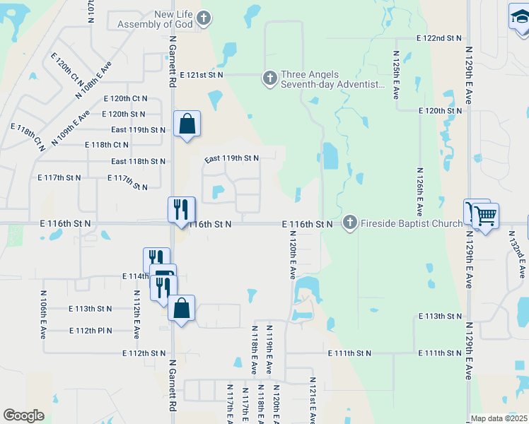 map of restaurants, bars, coffee shops, grocery stores, and more near 11701 North 118th East Avenue in Collinsville