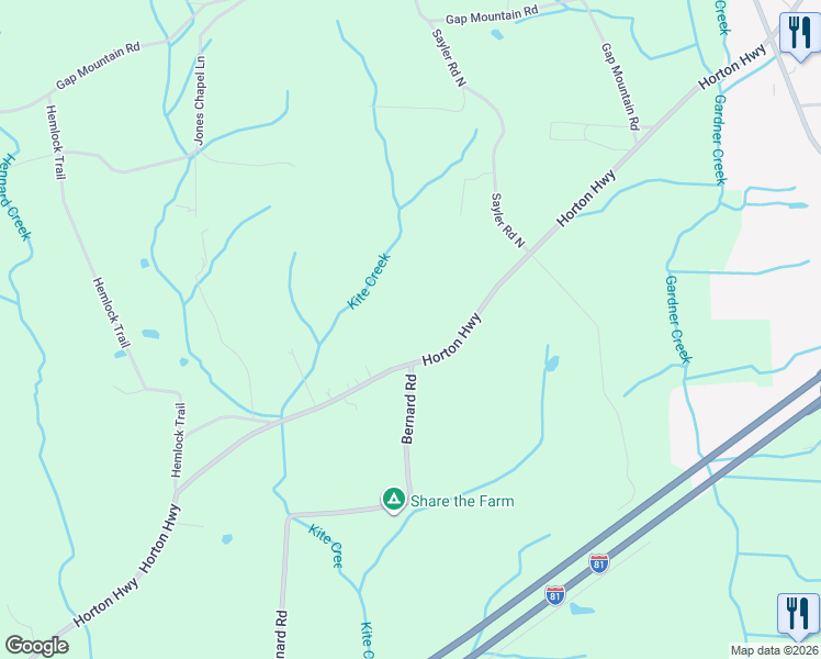 map of restaurants, bars, coffee shops, grocery stores, and more near 5365 Horton Highway in Greeneville