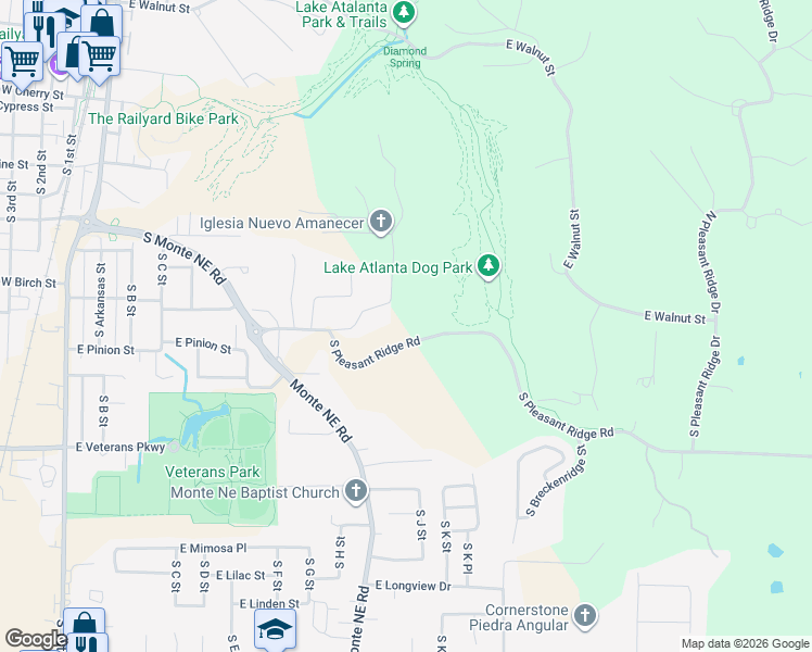 map of restaurants, bars, coffee shops, grocery stores, and more near 920 East Amis Road in Rogers