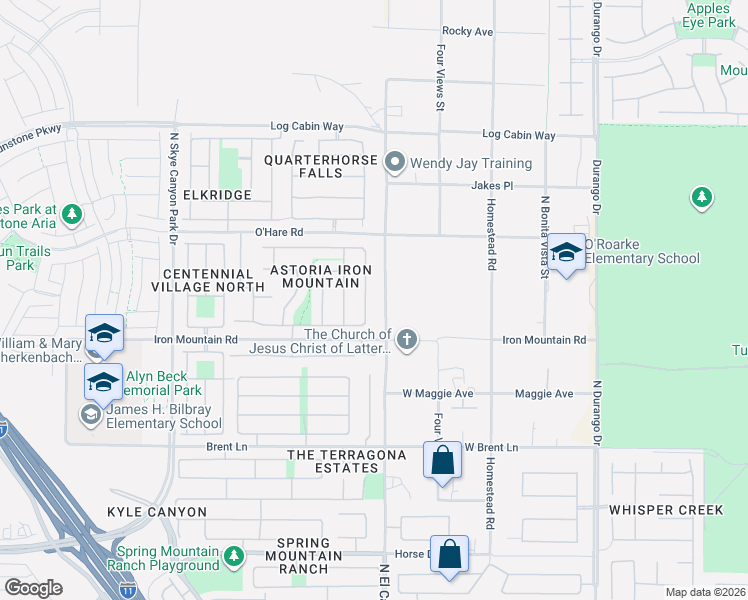 map of restaurants, bars, coffee shops, grocery stores, and more near 9305 Empire Rock Street in Las Vegas