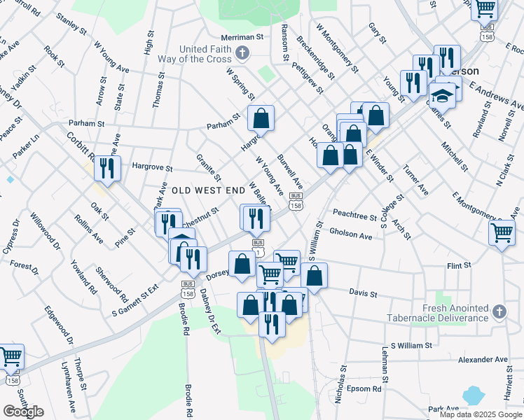 map of restaurants, bars, coffee shops, grocery stores, and more near 924 South Garnett Street in Henderson