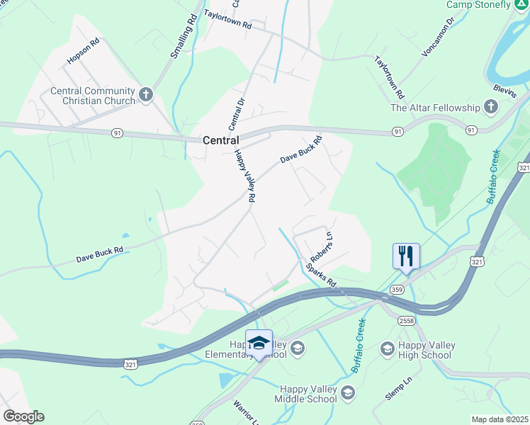 map of restaurants, bars, coffee shops, grocery stores, and more near 111 Clark Drive in Johnson City