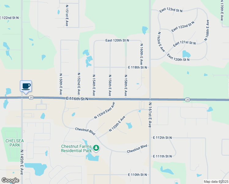 map of restaurants, bars, coffee shops, grocery stores, and more near 11615 North 156th East Avenue in Collinsville