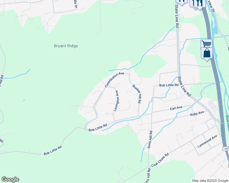 map of restaurants, bars, coffee shops, grocery stores, and more near 147 Lexington Avenue in Elizabethton