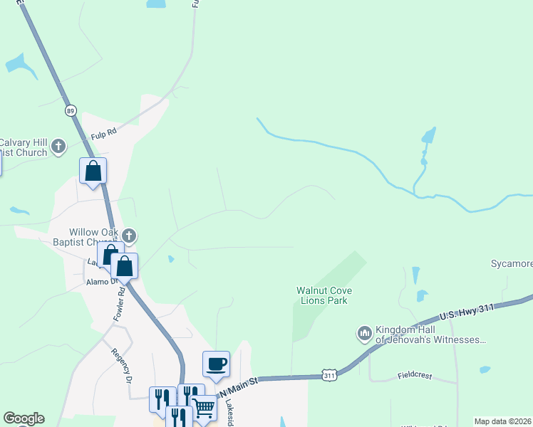 map of restaurants, bars, coffee shops, grocery stores, and more near 1264 Baileytown Church Road in Walnut Cove