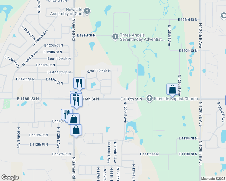 map of restaurants, bars, coffee shops, grocery stores, and more near 11701 North 118th East Avenue in Collinsville