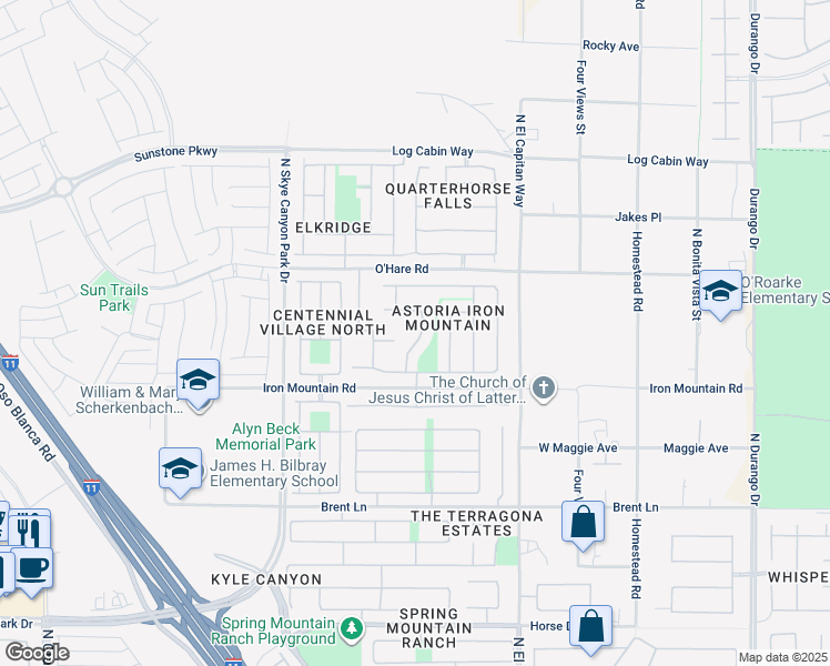 map of restaurants, bars, coffee shops, grocery stores, and more near 9313 Brilliant Ore Drive in Las Vegas