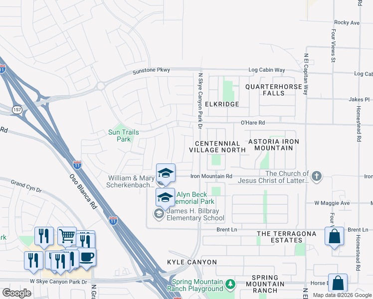map of restaurants, bars, coffee shops, grocery stores, and more near 9380 Lunar Ray Street in Las Vegas