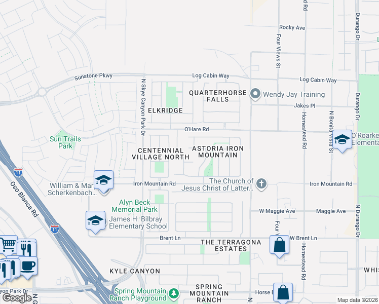 map of restaurants, bars, coffee shops, grocery stores, and more near 9024 Rockville Avenue in Las Vegas