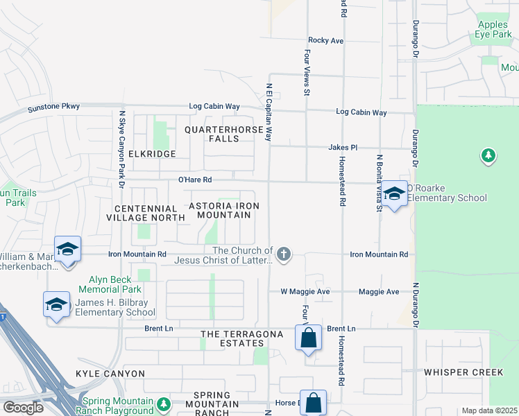 map of restaurants, bars, coffee shops, grocery stores, and more near 9404 Empire Rock Street in Las Vegas