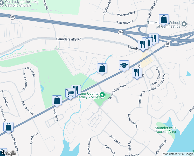 map of restaurants, bars, coffee shops, grocery stores, and more near 650 East Main Street in Hendersonville