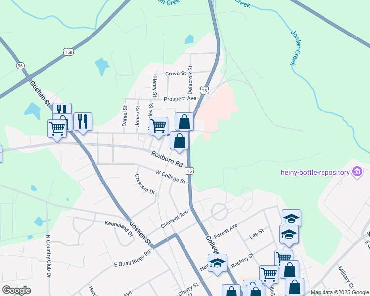 map of restaurants, bars, coffee shops, grocery stores, and more near 911 College Street in Oxford