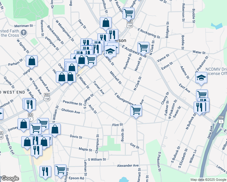 map of restaurants, bars, coffee shops, grocery stores, and more near 514 East Montgomery Street in Henderson