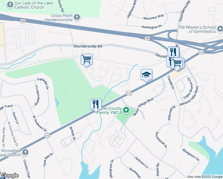map of restaurants, bars, coffee shops, grocery stores, and more near 1150 Stop 30 Road in Hendersonville