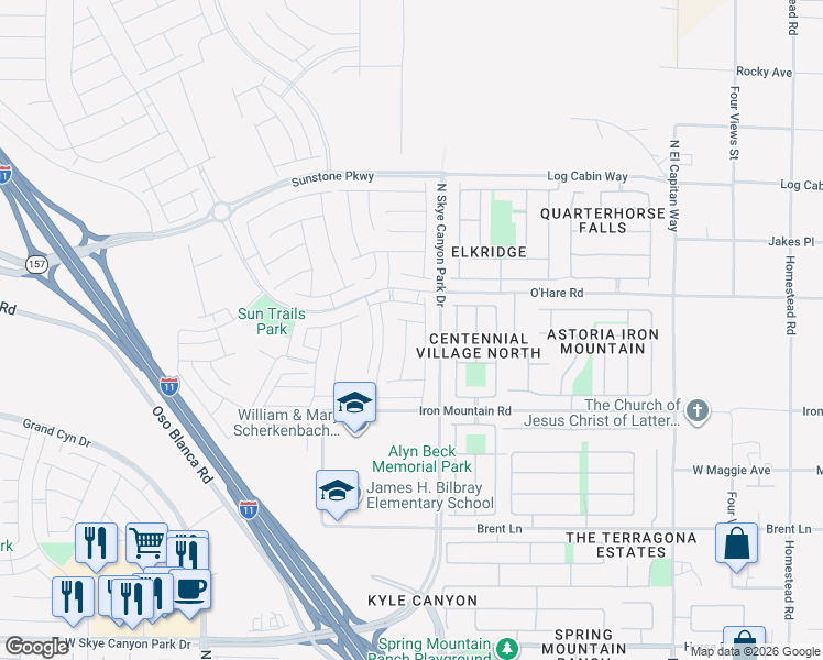 map of restaurants, bars, coffee shops, grocery stores, and more near 9440 Lunar Ray Street in Las Vegas