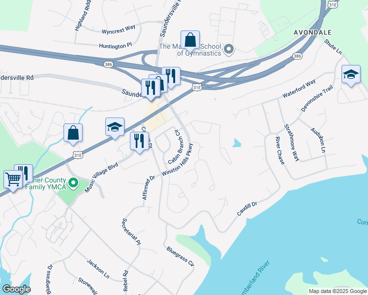map of restaurants, bars, coffee shops, grocery stores, and more near 116 Cabin Branch Circle in Hendersonville