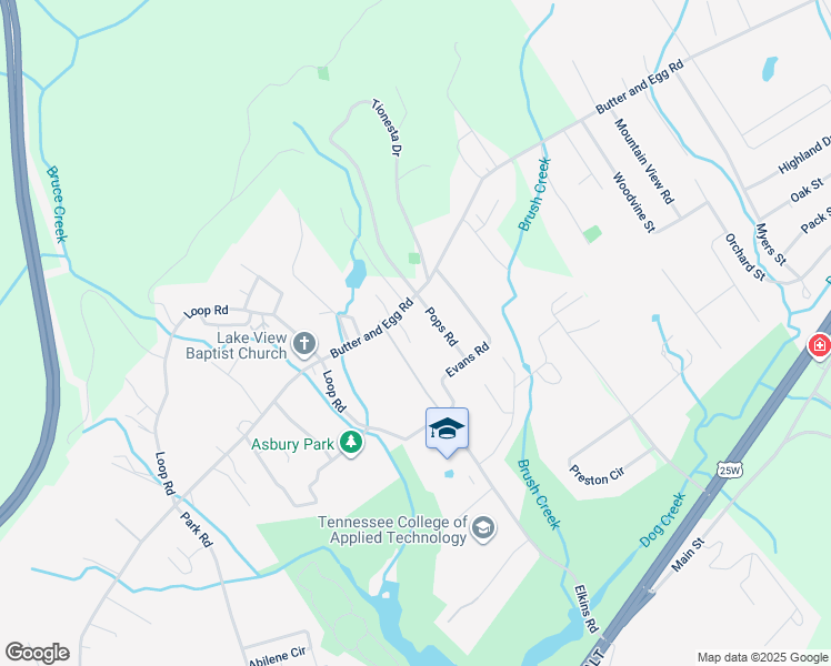 map of restaurants, bars, coffee shops, grocery stores, and more near 929 Butter and Egg Road in Jacksboro
