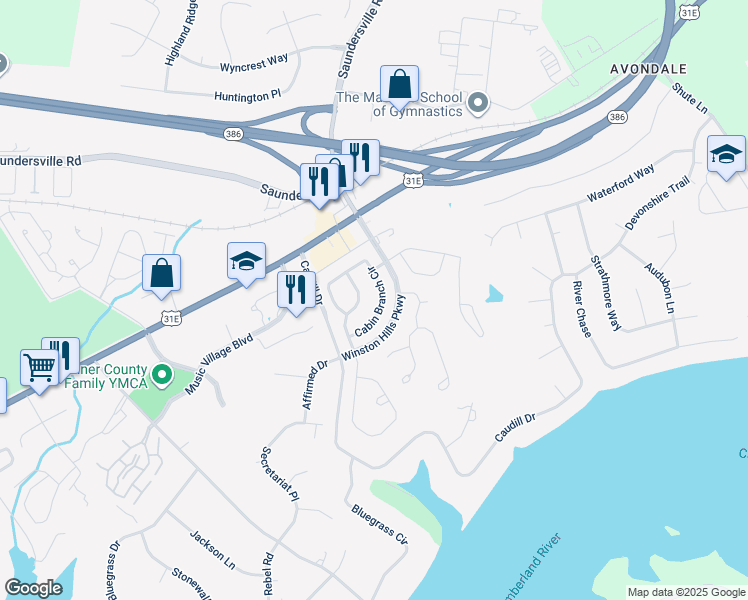 map of restaurants, bars, coffee shops, grocery stores, and more near 116 Cabin Branch Circle in Hendersonville