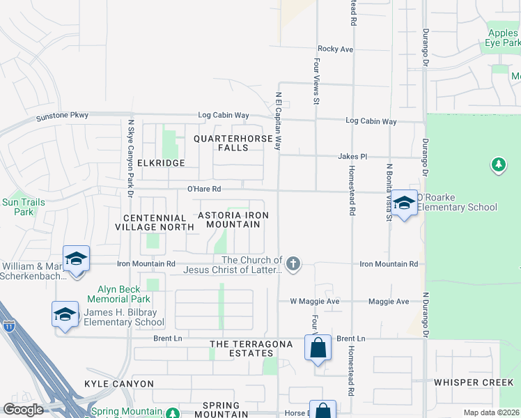 map of restaurants, bars, coffee shops, grocery stores, and more near 9413 Empire Rock Street in Las Vegas