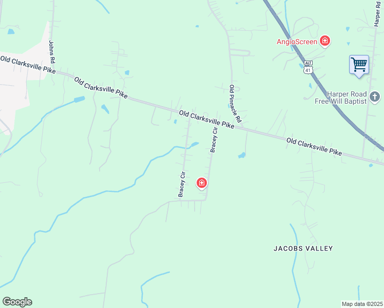 map of restaurants, bars, coffee shops, grocery stores, and more near 2109 Bracey Circle in Cheatham County